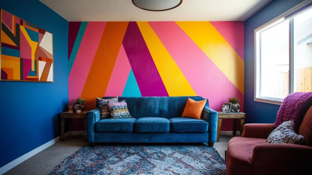 tape stencil art wall paint design idea with tape 1200x673